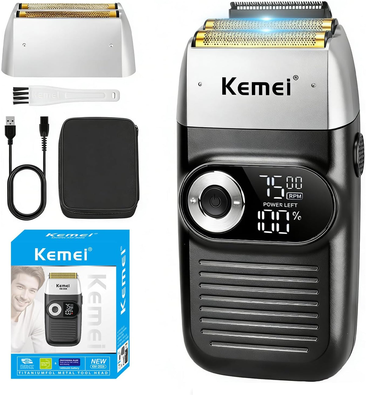 Shaver metálica 2 en 1 Km2028 - KEMEI