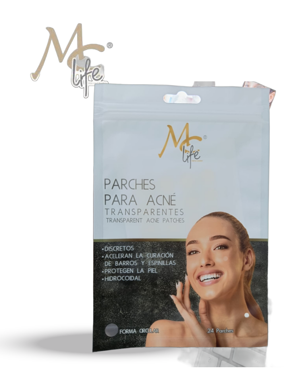 Parches para acné transparentes circular 24pzs - Mc Life