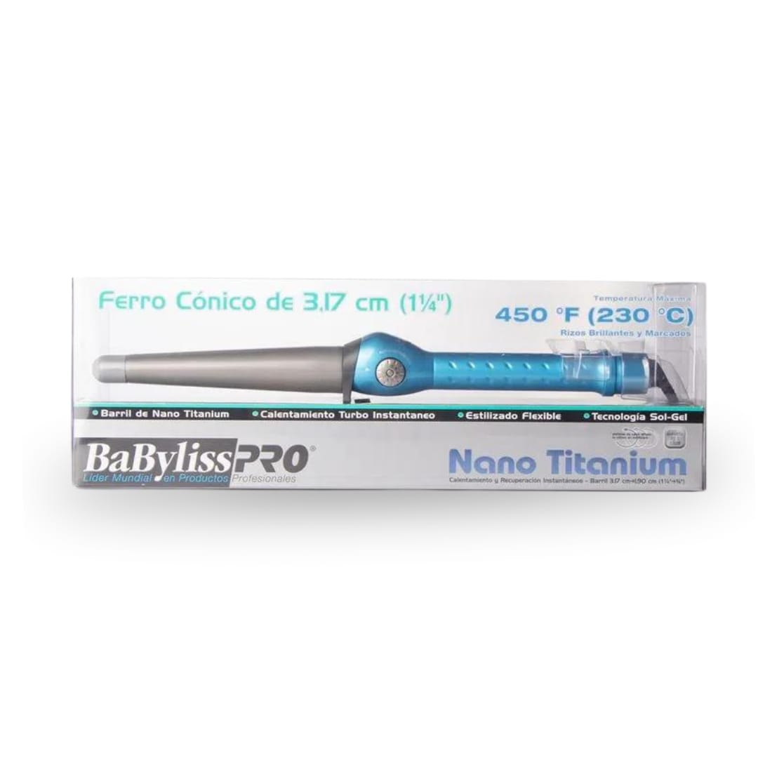 Ferro Cónico Nano Titanium de 3.17 cm - Babyliss Pro