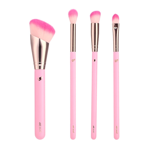 Cosmetiquera Puffer con Set de brochas 12 pzs - Pink Up